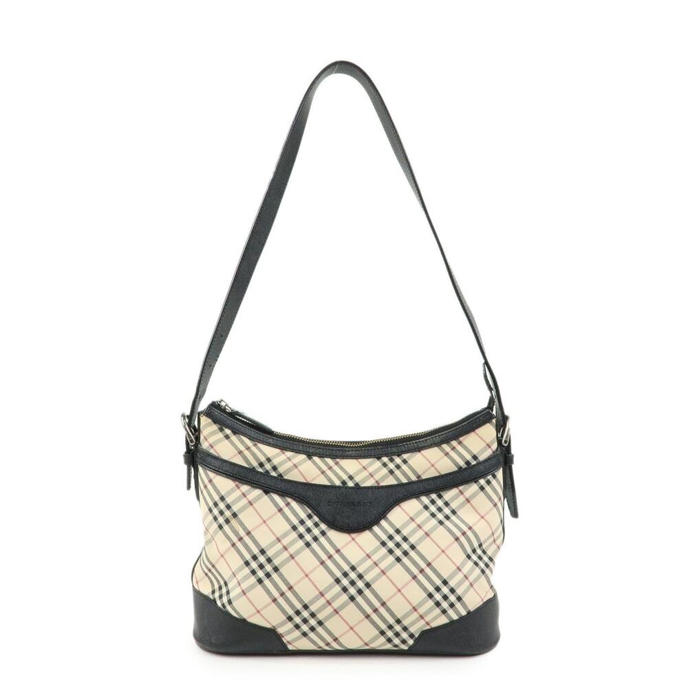 Burberry Nova Check Canvas & Leather Shoulder Bag Beige